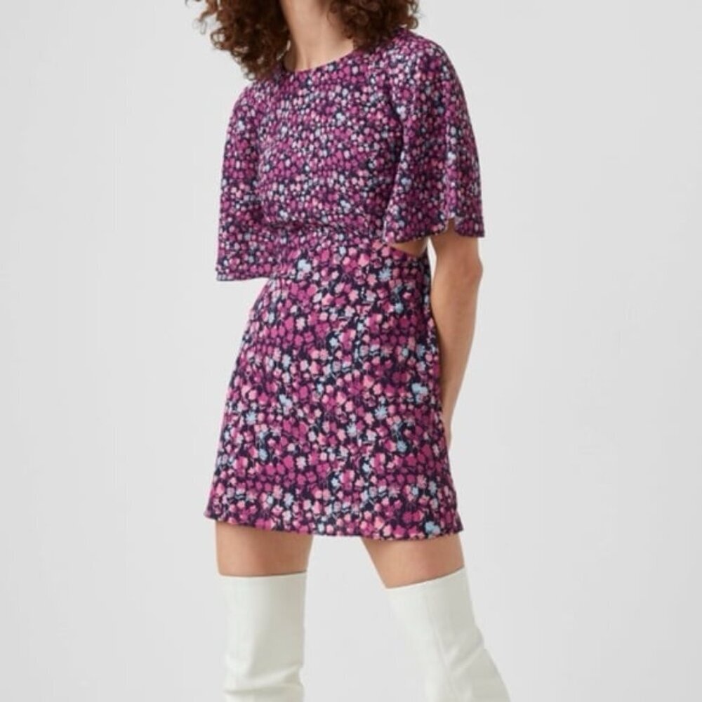 French Connection Bethany Verona Crepe Floral Cutout Mini Dress Size XL